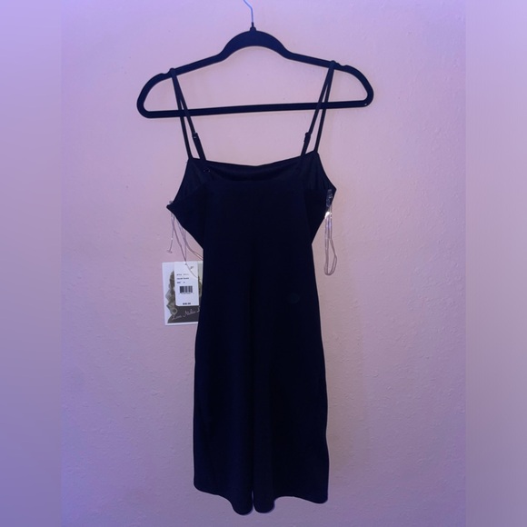 NWT Love Nickie Lew Black Mini Dress with Front Midriff Slit - Picture 3 of 13